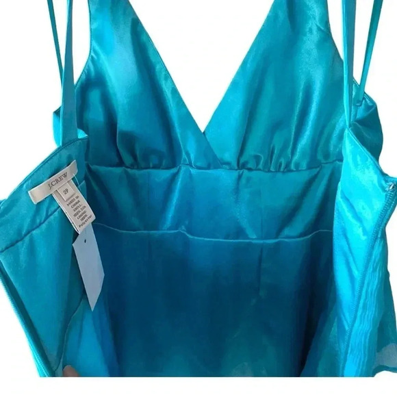 NWT | J CREW ZADIE PURE SILK TIERED RUFFLE DRESS BLUE | SIZE: 2 PETITE - Picture 5 of 9